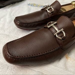 Salvatore Ferragamo Parigi Gancini Bit Driving Loafer Brown Mens 13D